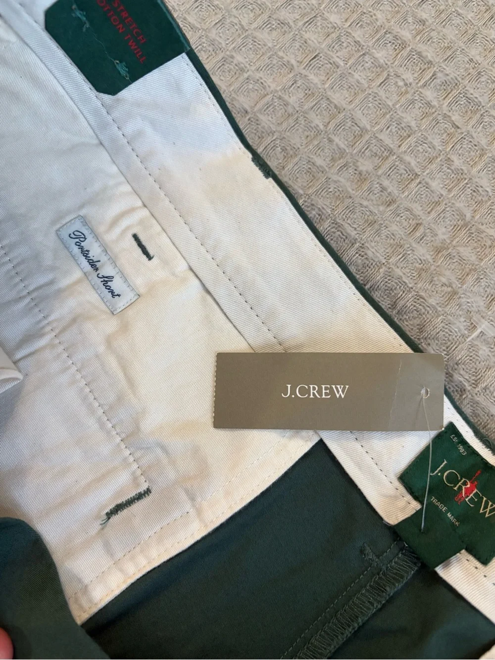 J. Crew Green Flat-Front Men's Chino Shorts